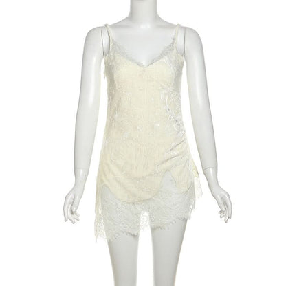 V neck lace hem cami top