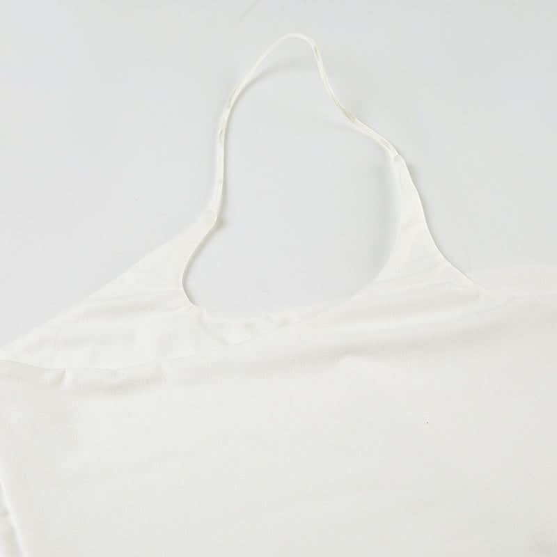 One shoulder solid backless top