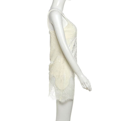 V neck lace hem cami top