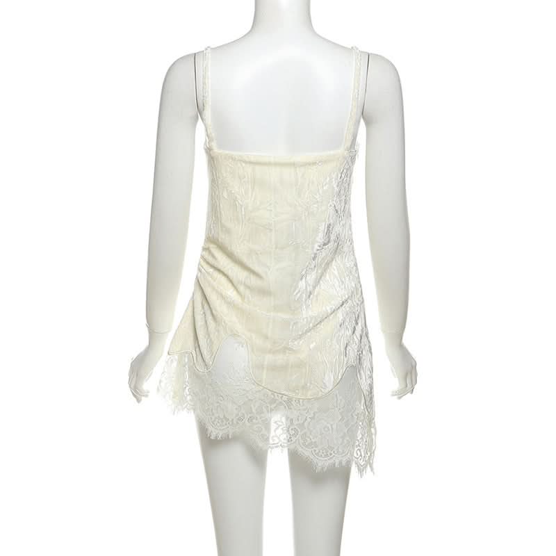 V neck lace hem cami top