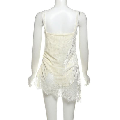V neck lace hem cami top
