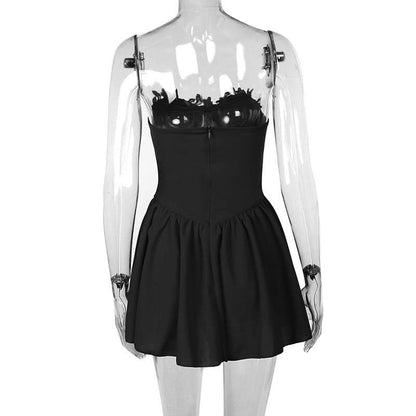 Sweetheart neck zip up mini dress
