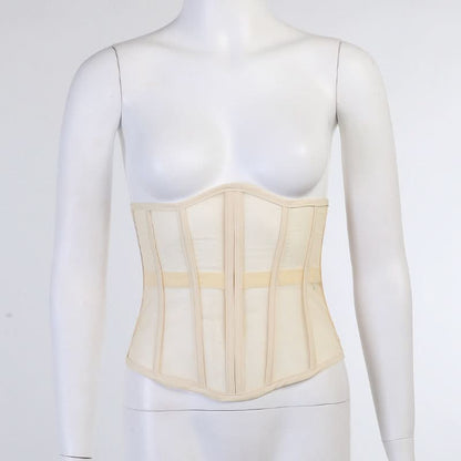Lace up corset mesh top
