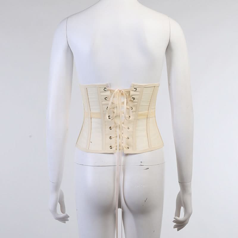 Lace up corset mesh top