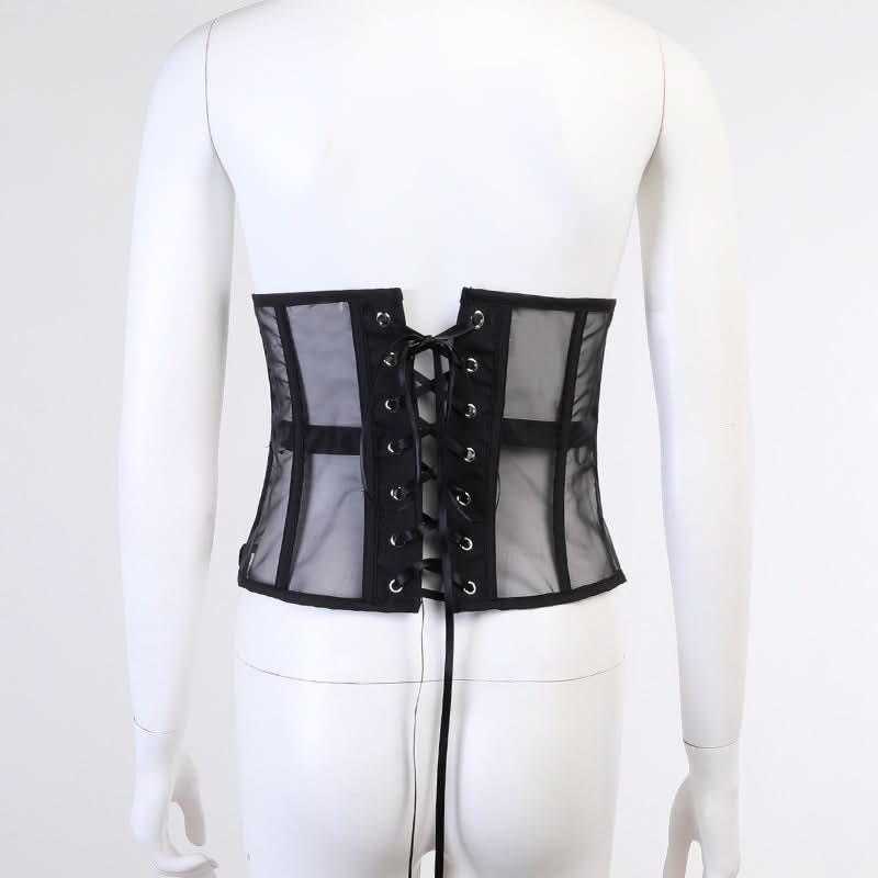 Lace up corset mesh top