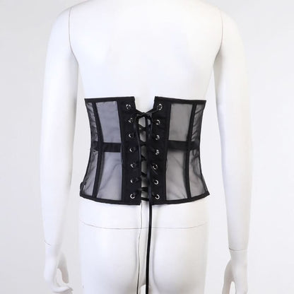 Lace up corset mesh top
