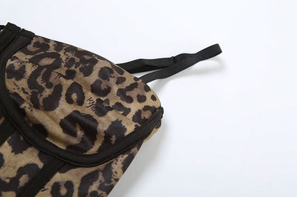 Leopard print lace up cami top