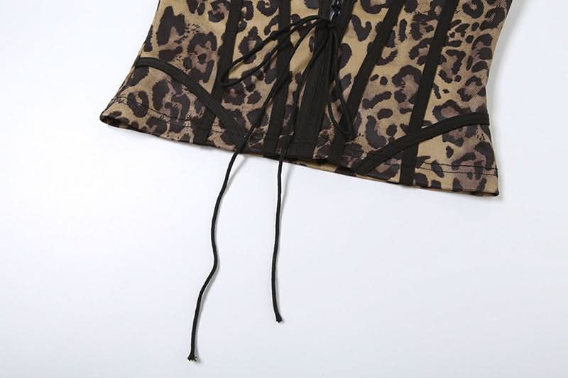 Leopard print lace up cami top