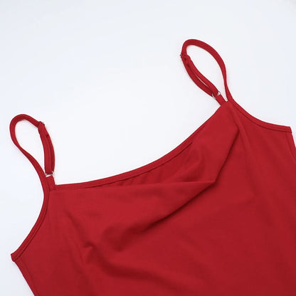 U neck solid knotted ruffle ruched cami mini dress