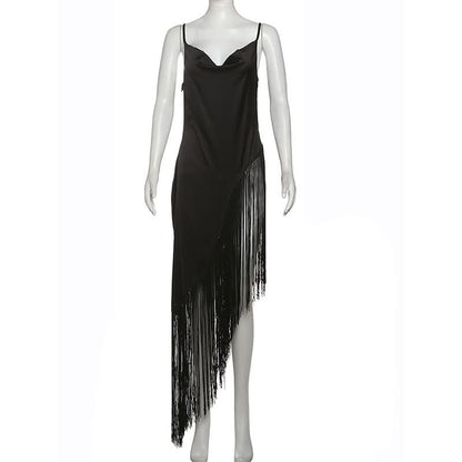 V neck tassels solid irregular cami top