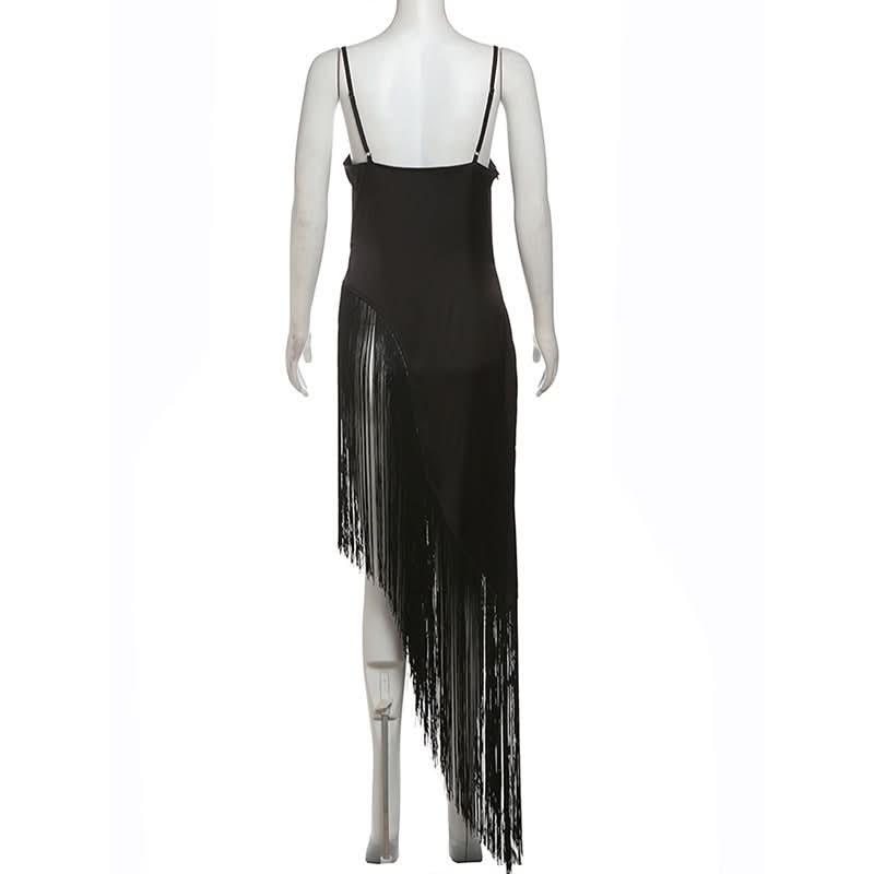 V neck tassels solid irregular cami top