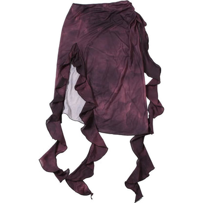 Tie dye ruffle slit midi skirt