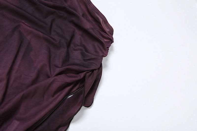 Tie dye ruffle slit midi skirt