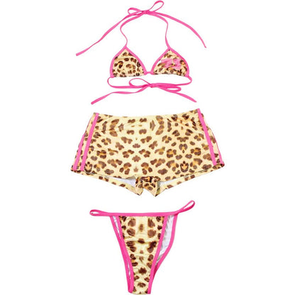 Halter leopard print 3 piece mini short pant set