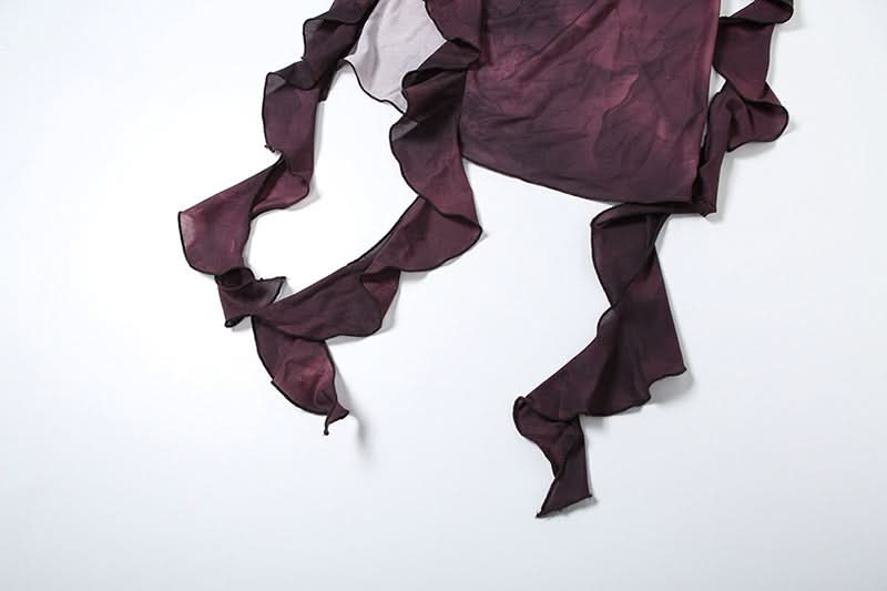 Tie dye ruffle slit midi skirt