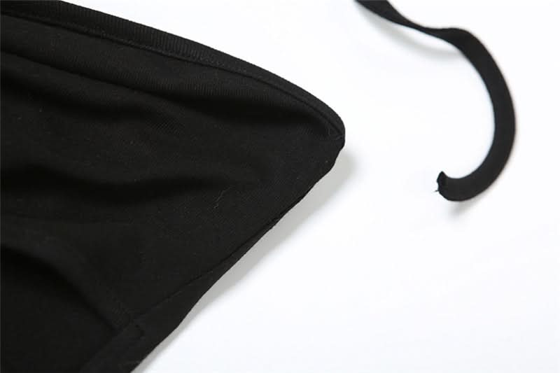 Halter self tie hollow out mesh cut out maxi dress