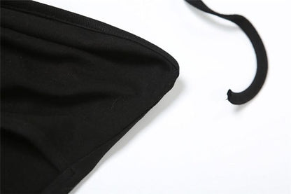 Halter self tie hollow out mesh cut out maxi dress