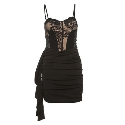 Ruched backless cami mini dress
