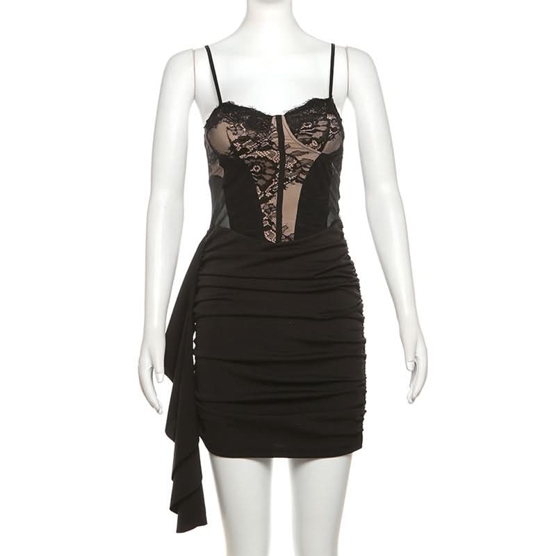 Ruched backless cami mini dress