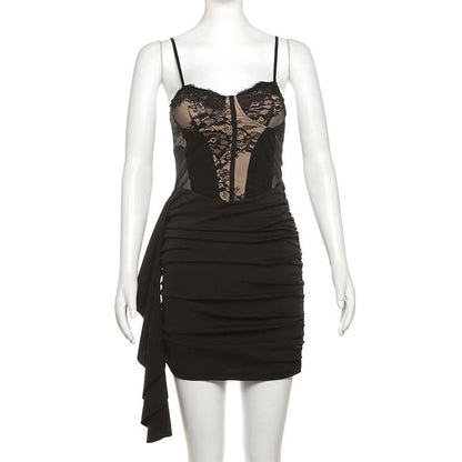 Ruched backless cami mini dress