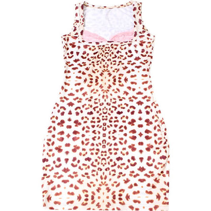 Leopard print lace hem mini dress