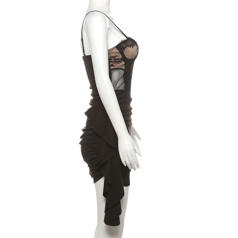 Ruched backless cami mini dress