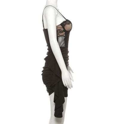 Ruched backless cami mini dress