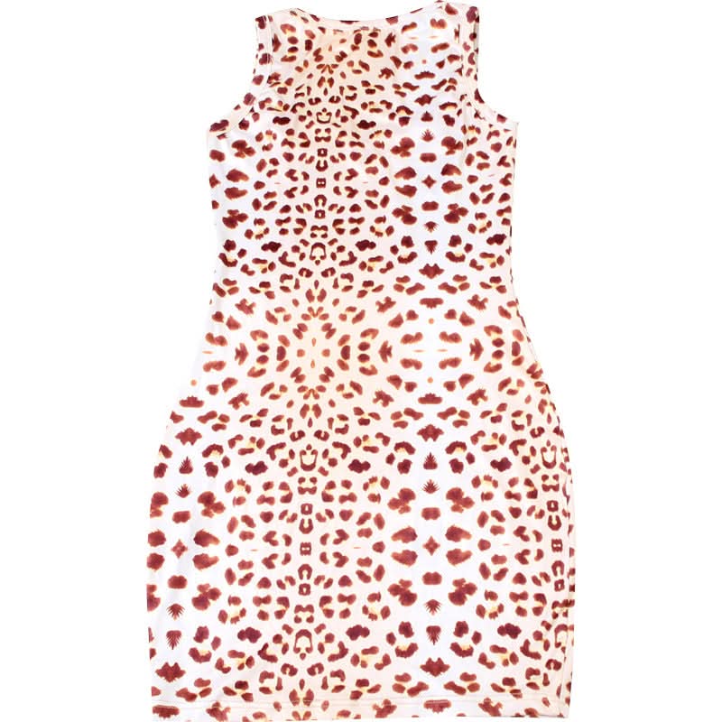 Leopard print lace hem mini dress