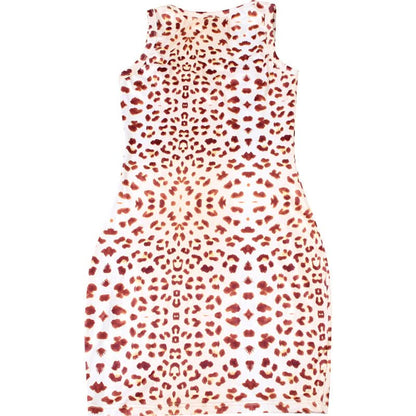 Leopard print lace hem mini dress