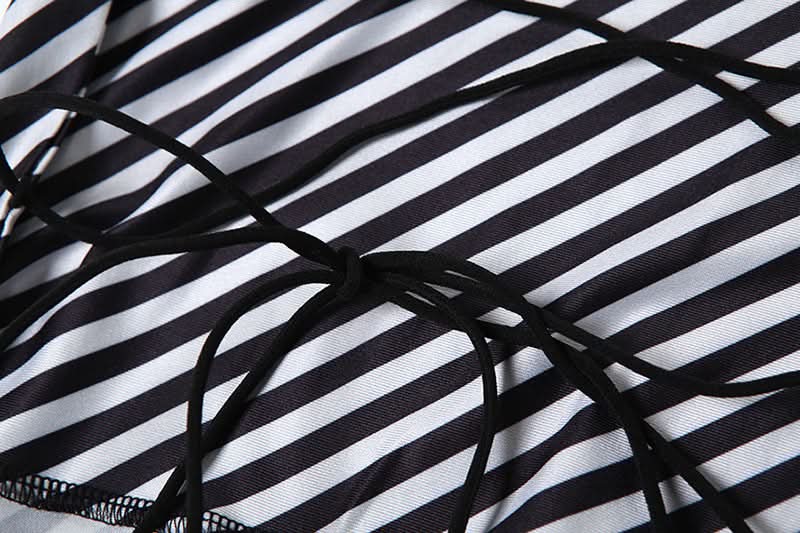 Striped print self tie cami maxi dress