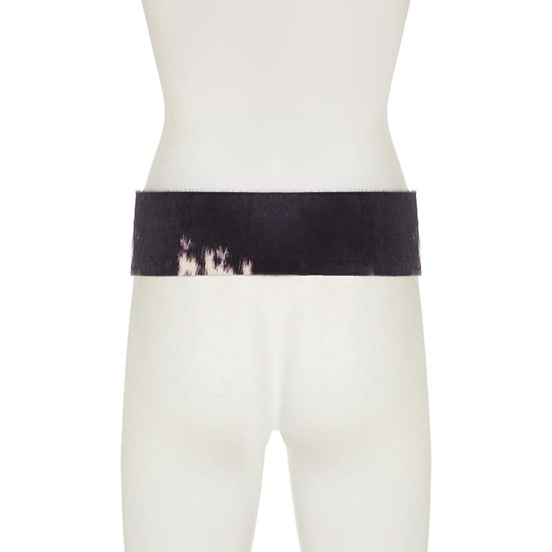 Contrast buckle PU leather patchwork belt