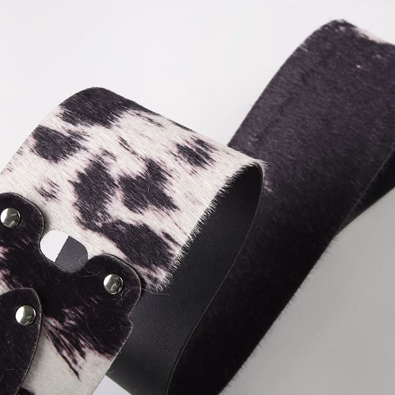 Contrast buckle PU leather patchwork belt