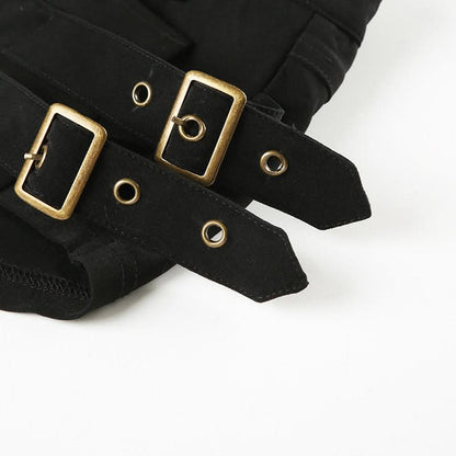 Button buckle solid low rise short pant