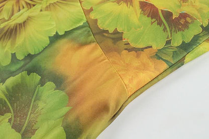 Halter hollow out backless flower print cut out mini dress