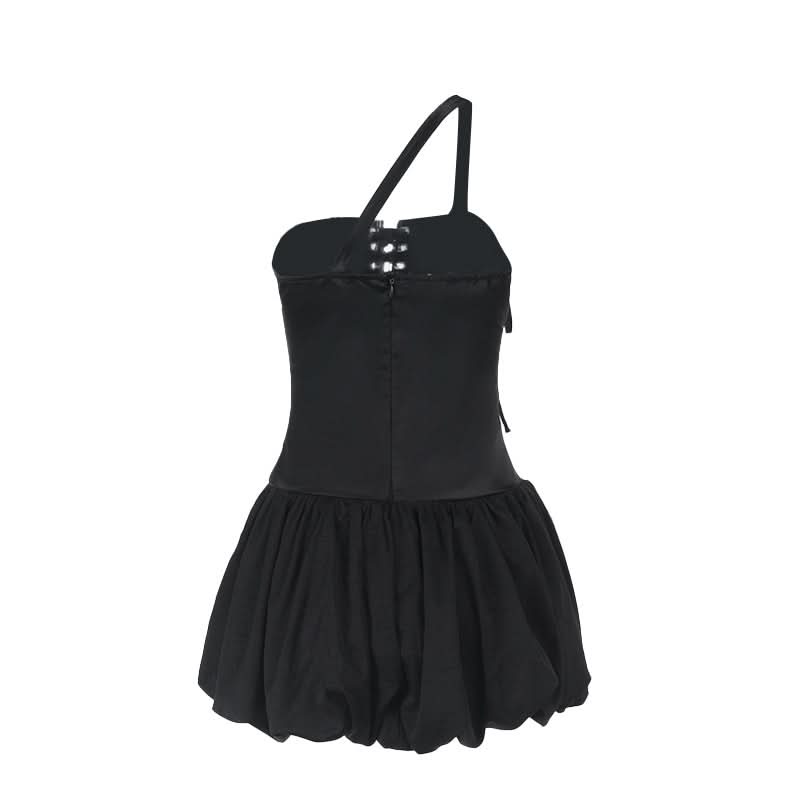 One shoulder lace up mini dress