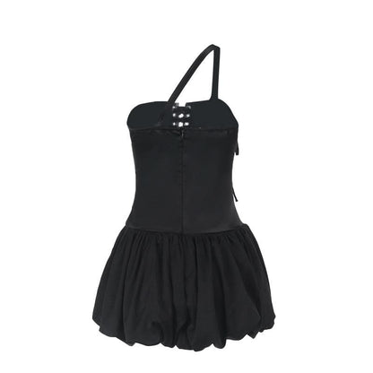 One shoulder lace up mini dress