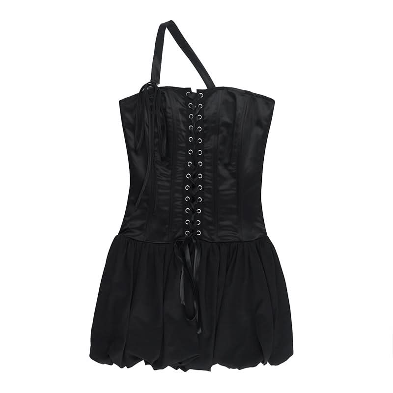 One shoulder lace up mini dress
