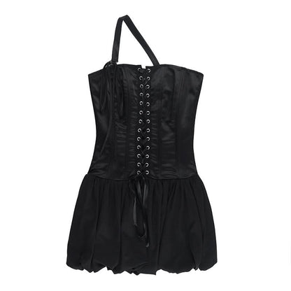 One shoulder lace up mini dress