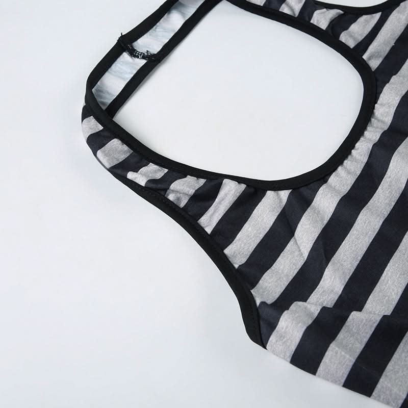 Halter striped print beaded top