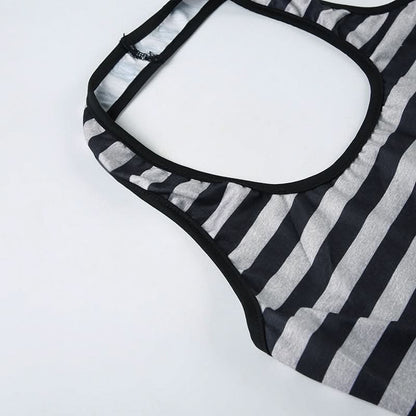 Halter striped print beaded top