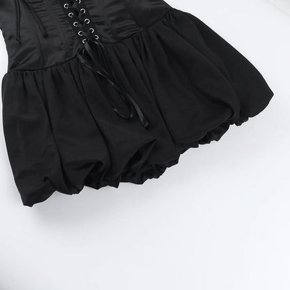 One shoulder lace up mini dress