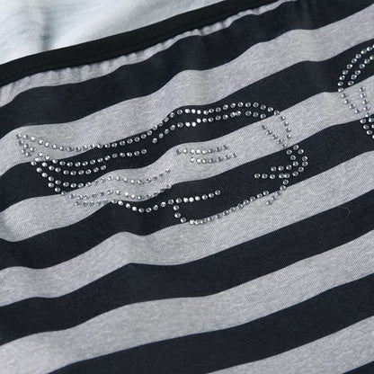 Halter striped print beaded top