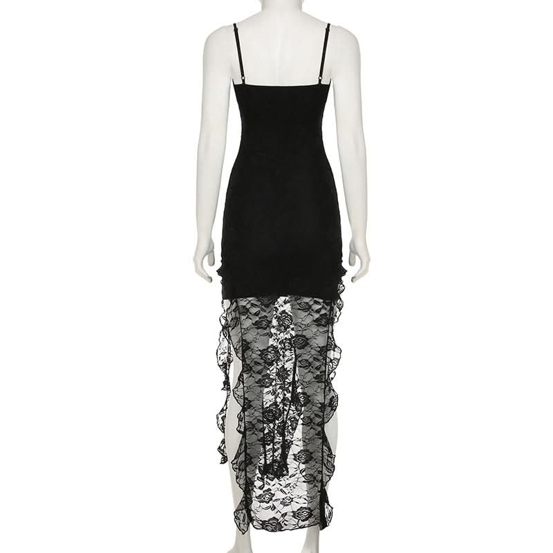 Ruffle lace cami mini dress
