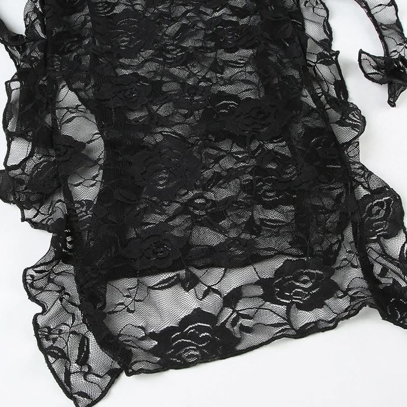 Ruffle lace cami mini dress