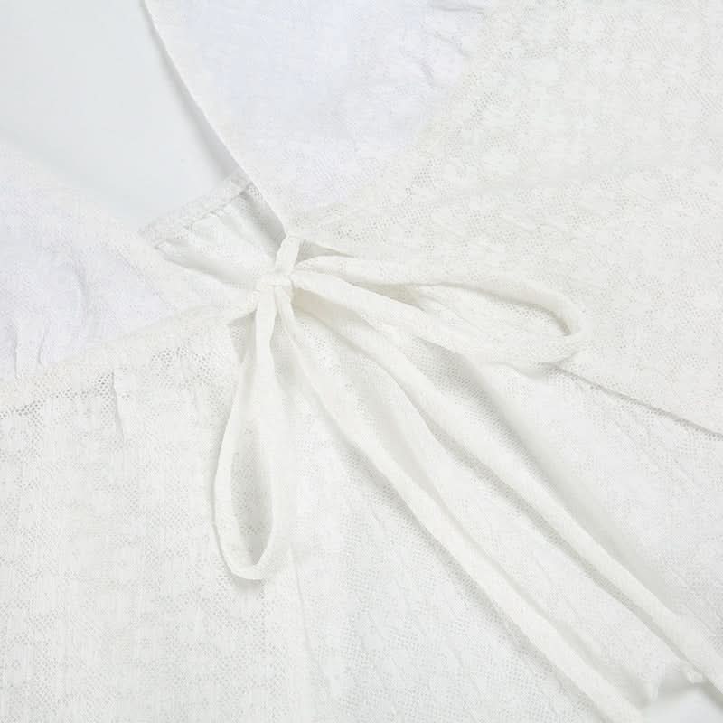 Halter lace self tie backless top