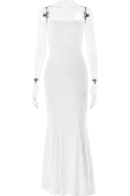 Sexy Backless Strap Design Square Neck Fishtail Dresses