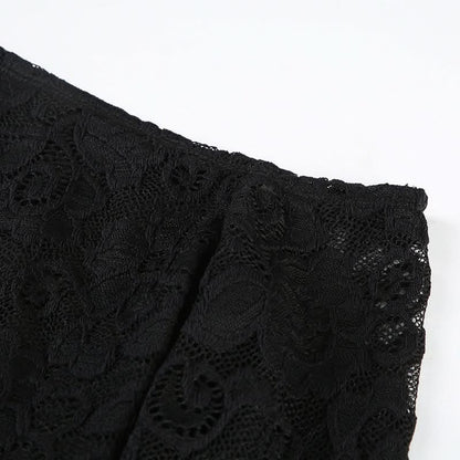 Irregular long sleeve lace one shoulder solid top