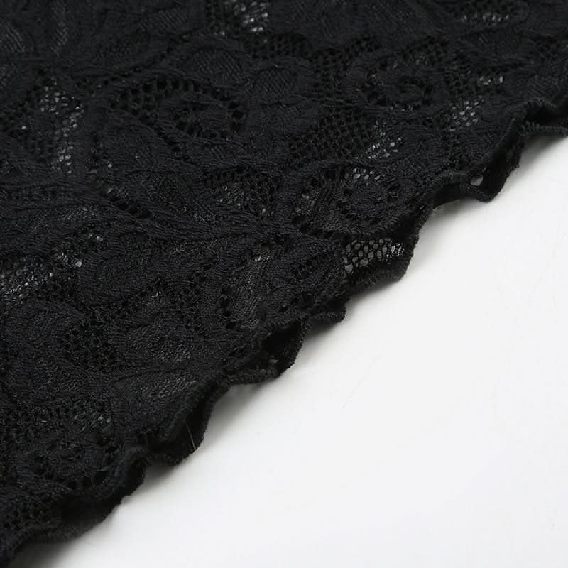 Irregular long sleeve lace one shoulder solid top