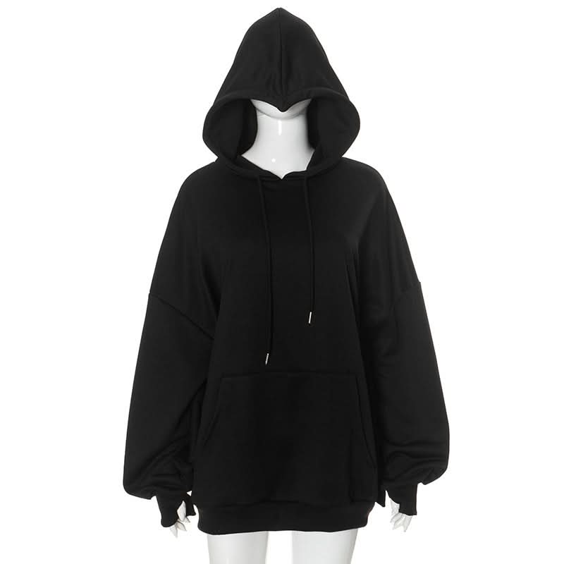 Hoodie drawstring long sleeve gloves pocket top