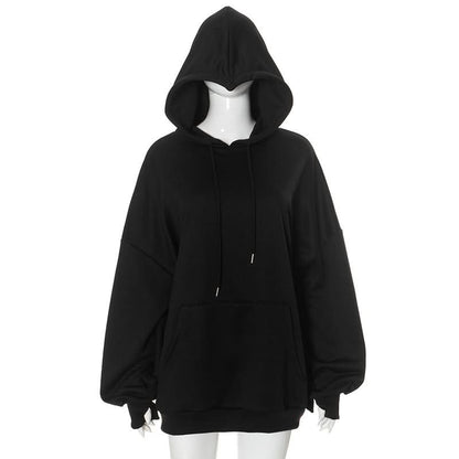 Hoodie drawstring long sleeve gloves pocket top